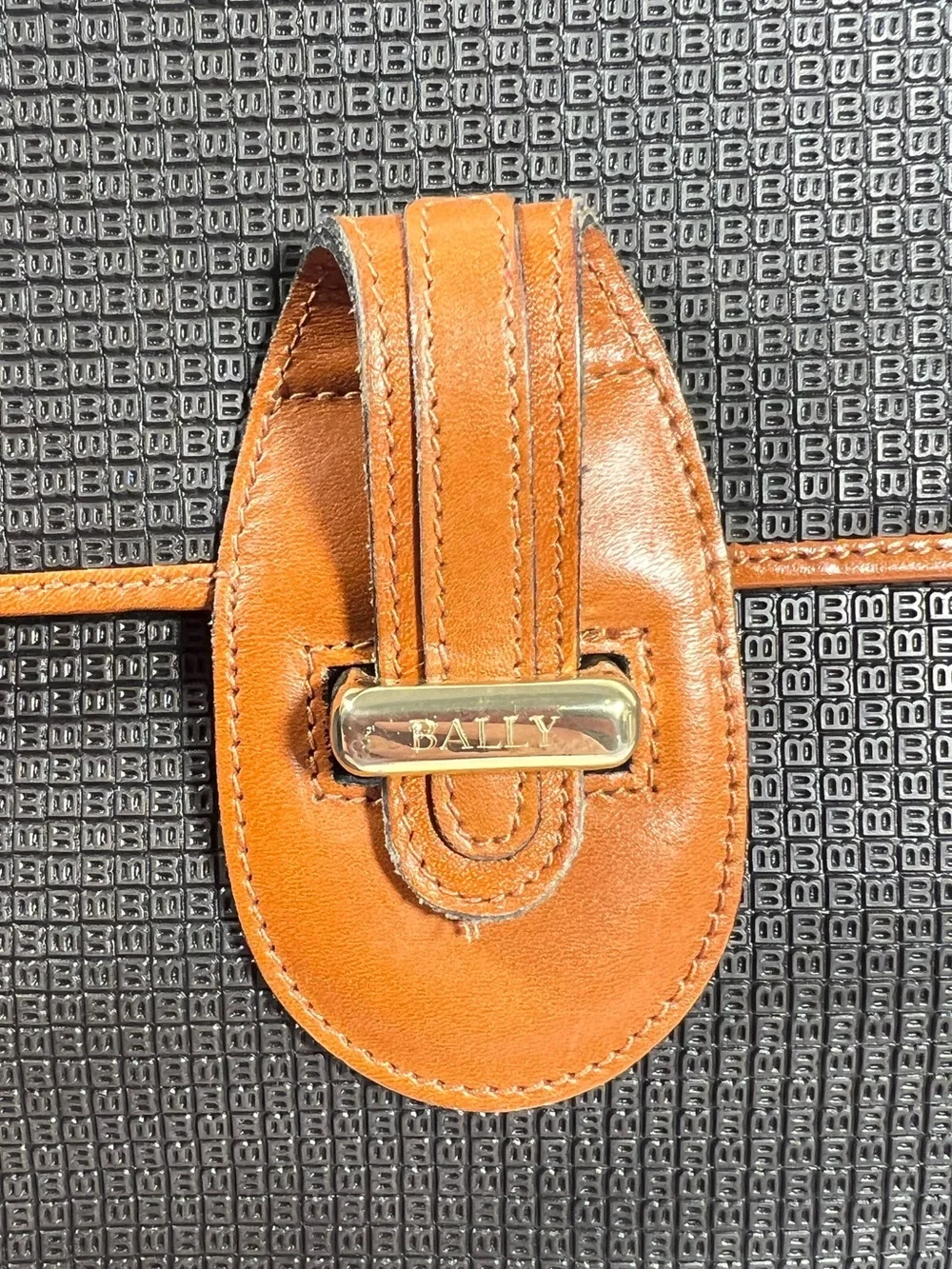 3116: Vintage Bally Monogram Top Handle Briefcase Attache Bag Brown